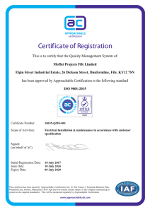 Certificate 9001 Moffat Projects Fife Limited 10635 001